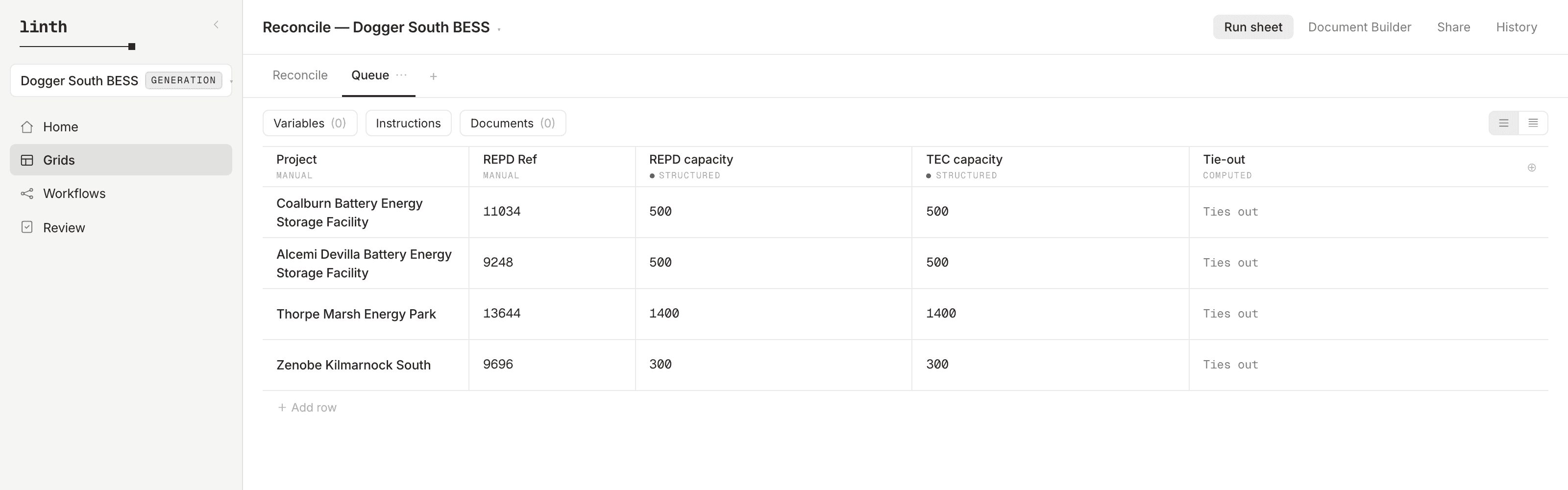 A generation project in Linth: the same engine with the GENERATION polarity configured.